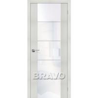 Дверь межкомнатная экошпон Браво V4 WW Bianco Veralinga полотно со стеклом